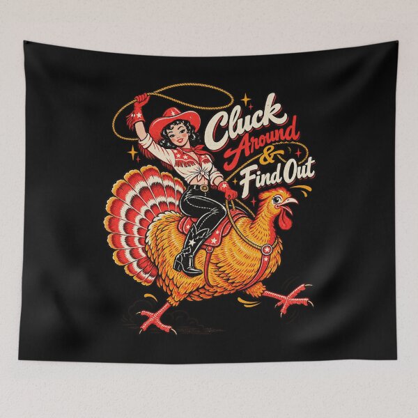 Item preview, Cluck Around And Find Out Funny Retro Cowgirl Turkey Rodeo Design designed and sold by JimJefferiesSh.