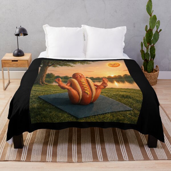 Item preview, Sunning Hotdog Funny Hot Dog Yoga designed and sold by nosu-art-pod.
