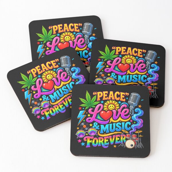 Item preview, Peace Love & Music Forever – Retro Psychedelic Music Art designed and sold by Classic Chaos Creations.
