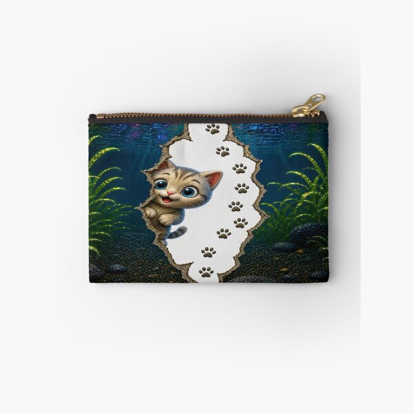 Item preview, Cute Peekaboo Cat in Underwater World - 3D Rip Effect designed and sold by Breezes-of-Ida.