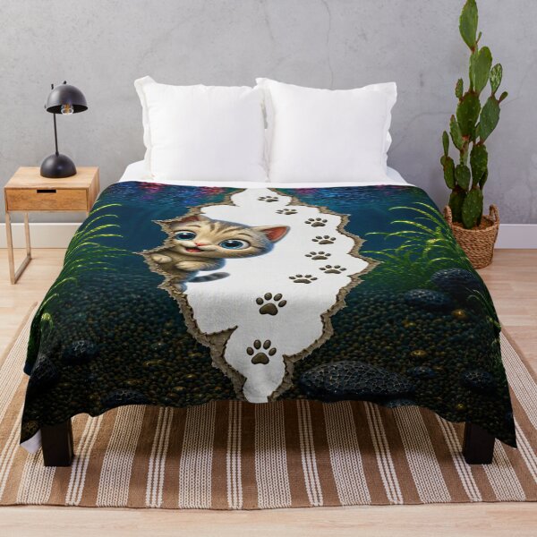 Item preview, Cute Peekaboo Cat in Underwater World - 3D Rip Effect designed and sold by Breezes-of-Ida.