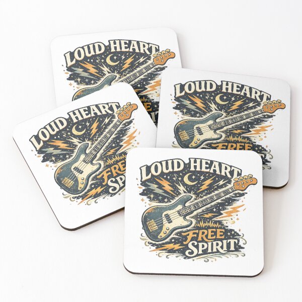 Item preview, Loud Heart Free Spirit Vintage Bass Guitar Rock Music Art Design designed and sold by inkoutninja.