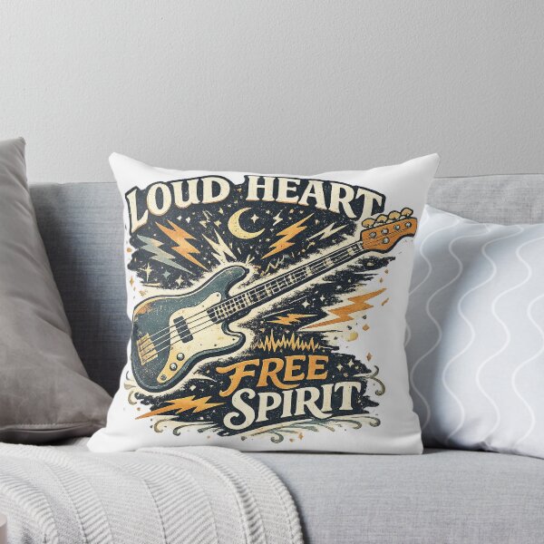 Item preview, Loud Heart Free Spirit Vintage Bass Guitar Rock Music Art Design designed and sold by inkoutninja.