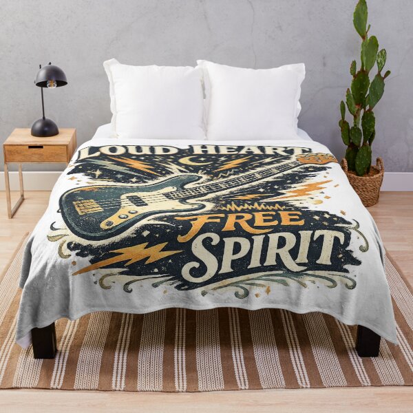 Item preview, Loud Heart Free Spirit Vintage Bass Guitar Rock Music Art Design designed and sold by inkoutninja.