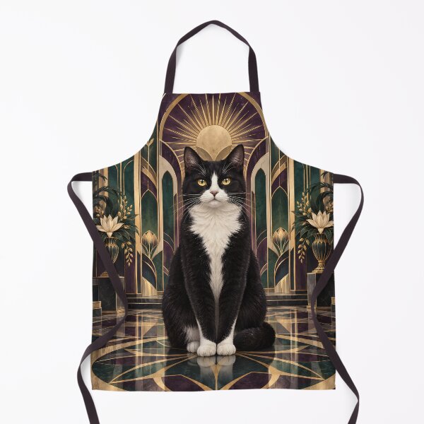 Item preview, Regal Tuxedo Cat in Emerald and Gold Art Deco Palace designed and sold by Jaani-T.