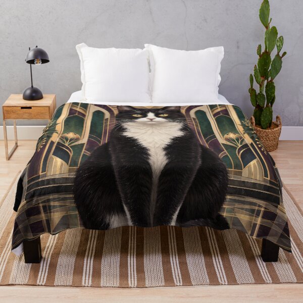 Item preview, Regal Tuxedo Cat in Emerald and Gold Art Deco Palace designed and sold by Jaani-T.