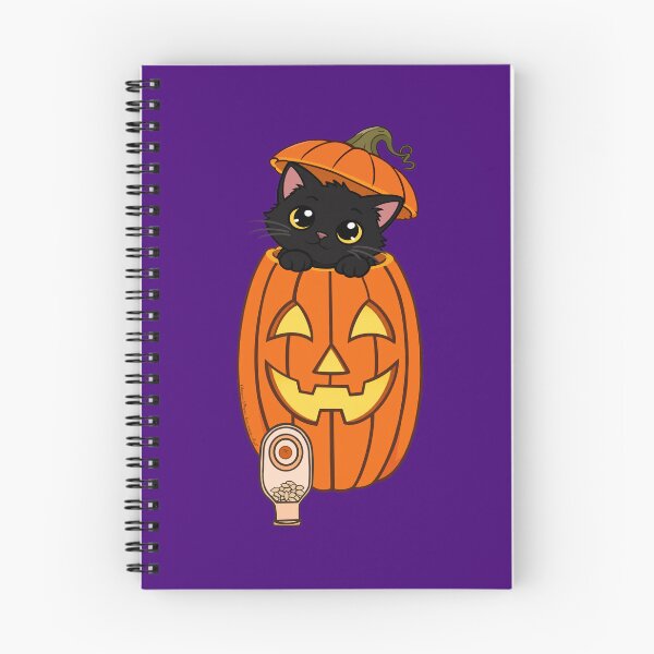 Item preview, Black Cat In a Jack-O’-Lantern with a Ostomy designed and sold by Chronic Illness Awareness Shop.