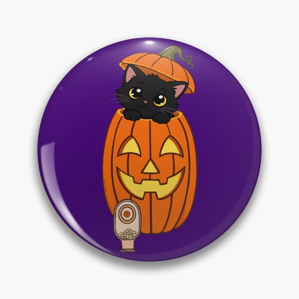 Item preview, Black Cat In a Jack-O’-Lantern with a Ostomy designed and sold by Chronic Illness Awareness Shop.
