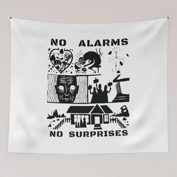 Item preview, No Alarms No Surprises Woodcut Style Art designed and sold by Cullenest.