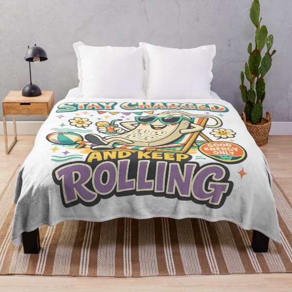 Item preview, Stay Charged and Keep Rolling Funny Power Strip Positive Energy Retro Art designed and sold by inkoutninja.