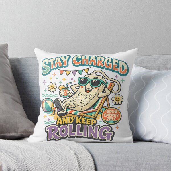 Item preview, Stay Charged and Keep Rolling Funny Power Strip Positive Energy Retro Art designed and sold by inkoutninja.