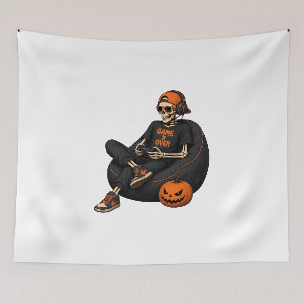 Item preview, Skeleton Gamer Pumpkin Halloween designed and sold by OlyvieArt.