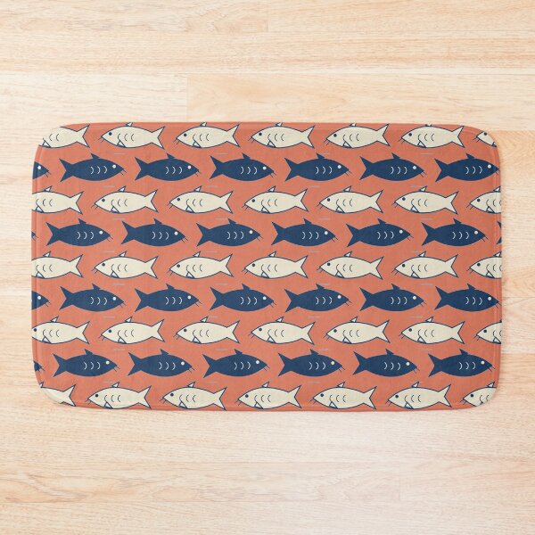 Item preview, Minimalist Indigo and Cream Sardines Fish Maritime Vector Pattern designed and sold by KungPowUnicorn.