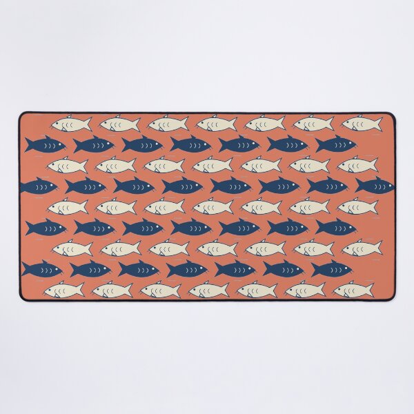 Item preview, Minimalist Indigo and Cream Sardines Fish Maritime Vector Pattern designed and sold by KungPowUnicorn.