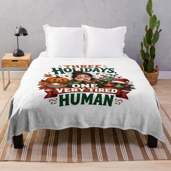 Item preview, Three Holidays, One Very Tired Human | Halloween Thanksgiving Christmas Holiday Humor designed and sold by CuteDesignables.