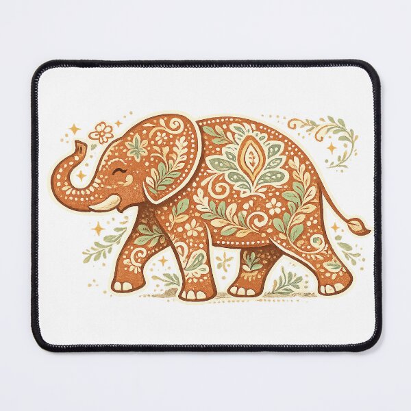 Item preview, Boho Floral Elephant Botanical Folk Art Vintage Nature Illustration Design designed and sold by inkoutninja.