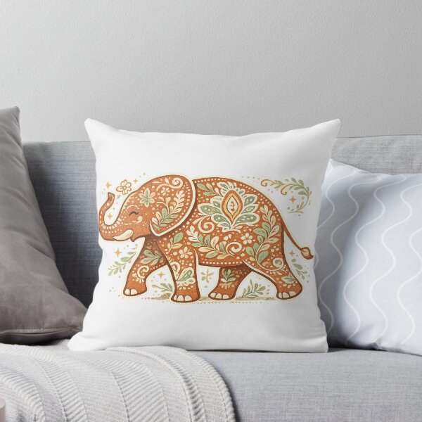 Item preview, Boho Floral Elephant Botanical Folk Art Vintage Nature Illustration Design designed and sold by inkoutninja.