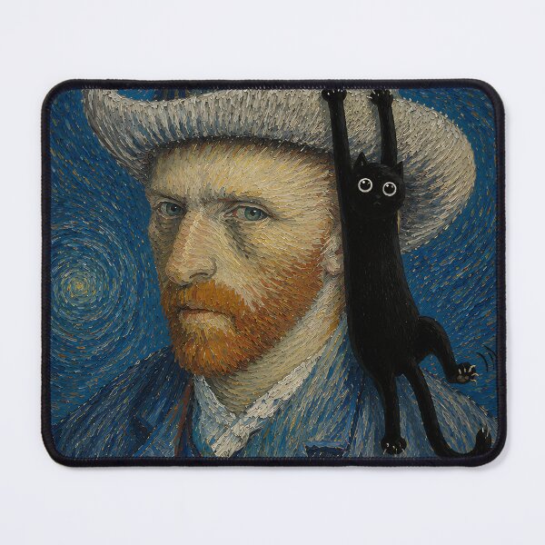 Item preview, Van Gogh Self Portrait with Clinging Black Cat designed and sold by artswag.