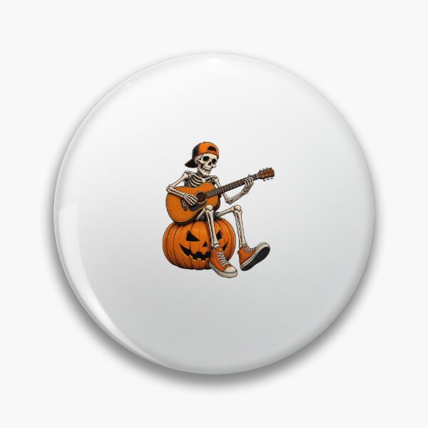 Item preview, Skeleton Sitting on Jack O Lantern Playing the guitar Halloween Cool Graphic designed and sold by OlyvieArt.