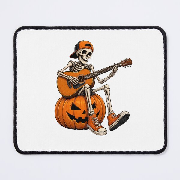 Item preview, Skeleton Sitting on Jack O Lantern Playing the guitar Halloween Cool Graphic designed and sold by OlyvieArt.
