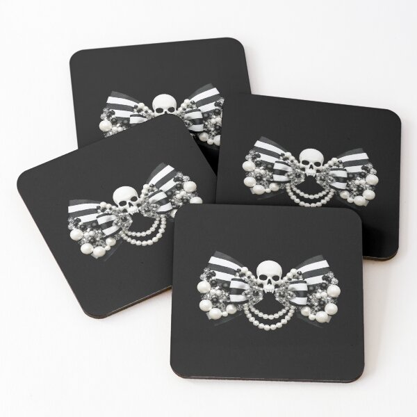 Item preview, Glamorous bow with a skull, black and white 3D designed and sold by silent-violin.