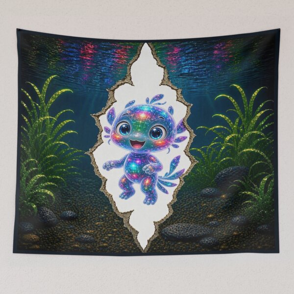 Item preview, Cute Neon Galaxy Baby Dragon - 3D Underwater Ripped Paper Art designed and sold by Breezes-of-Ida.