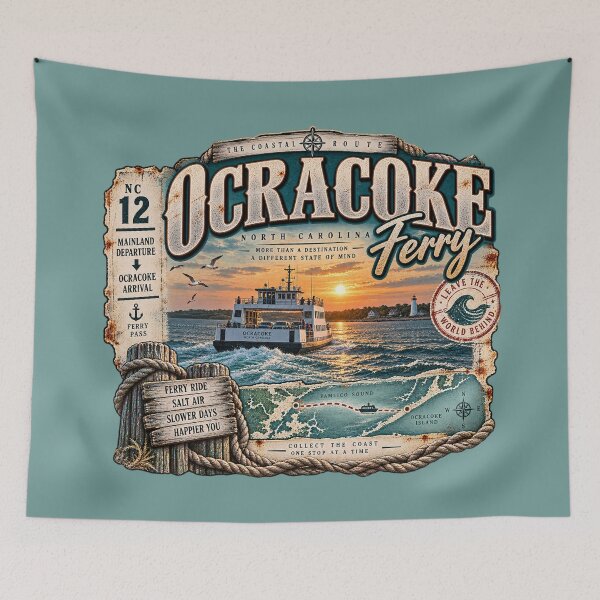 Item preview, Ocracoke Ferry Leave the World Behind designed and sold by The Coastal Route.