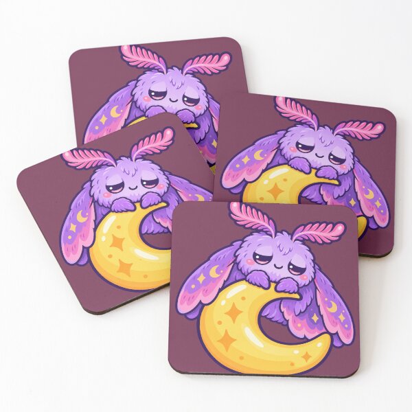 Item preview, Sleepy Moth on Crescent Moon Cute Night Sky Sticker designed and sold by Dark Energy.