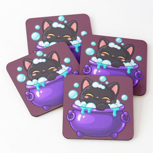 Item preview, Black Cat Cauldron Bubble Bath Cute Halloween Sticker designed and sold by Dark Energy.