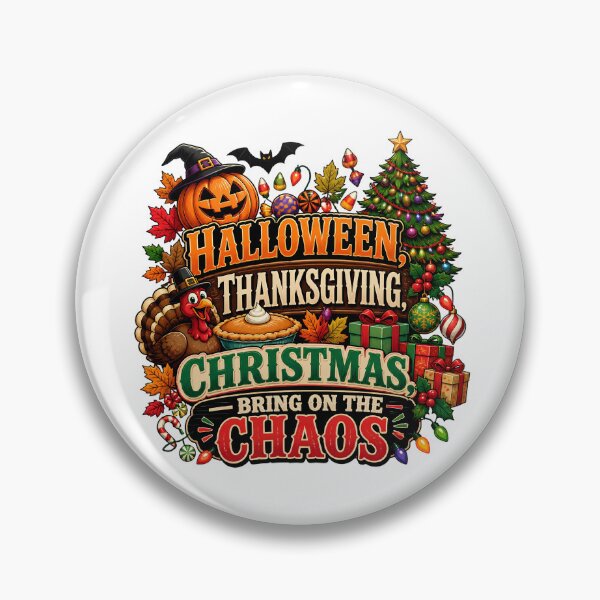 Item preview, Halloween Thanksgiving Christmas Bring on the Chaos – Hallothankmas Holiday Design designed and sold by CuteDesignables.