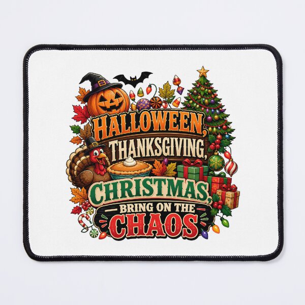 Item preview, Halloween Thanksgiving Christmas Bring on the Chaos – Hallothankmas Holiday Design designed and sold by CuteDesignables.