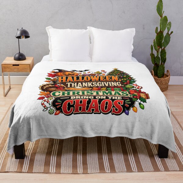 Item preview, Halloween Thanksgiving Christmas Bring on the Chaos – Hallothankmas Holiday Design designed and sold by CuteDesignables.