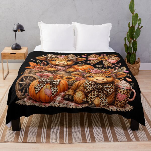 Item preview, Highland Cow Autumn Pumpkin Leopard Bow Coquette Fall Coffee  designed and sold by RannaHile.