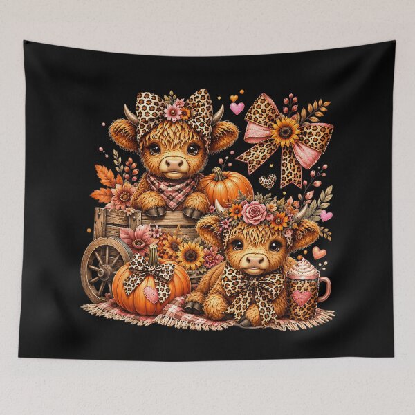 Item preview, Highland Cow Autumn Pumpkin Leopard Bow Coquette Fall Coffee  designed and sold by RannaHile.