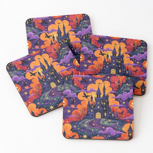 Item preview, Moonlit Haunted Castle – Gothic Halloween Fantasy Seamless Pattern designed and sold by Dream Bloom Gallery.