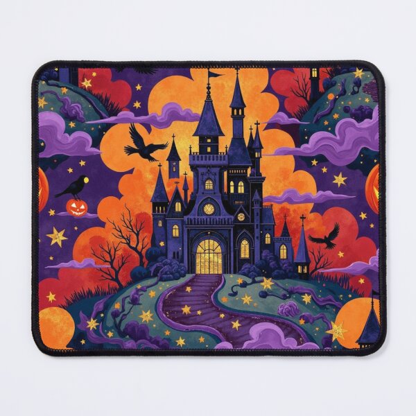 Item preview, Moonlit Haunted Castle – Gothic Halloween Fantasy Seamless Pattern designed and sold by Dream Bloom Gallery.