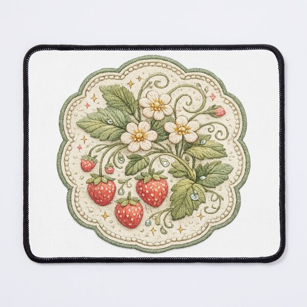 Item preview, Strawberry Blossom Botanical Cottagecore Vintage Floral Art Design designed and sold by inkoutninja.