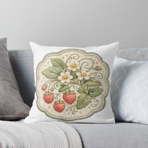 Item preview, Strawberry Blossom Botanical Cottagecore Vintage Floral Art Design designed and sold by inkoutninja.