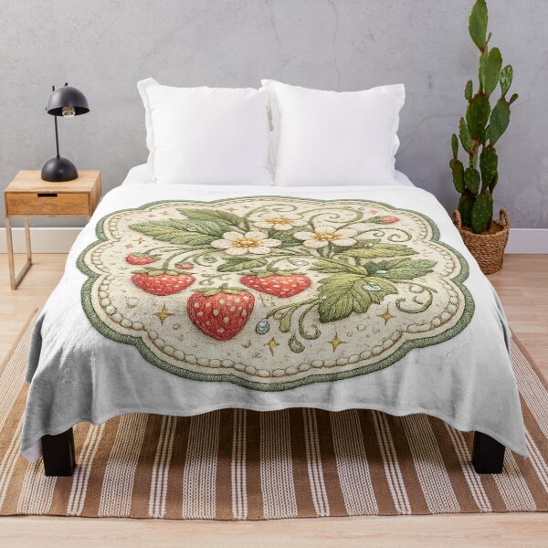 Item preview, Strawberry Blossom Botanical Cottagecore Vintage Floral Art Design designed and sold by inkoutninja.
