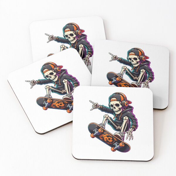 Item preview, Skeleton Skateboarding with Headphones  designed and sold by OlyvieArt.
