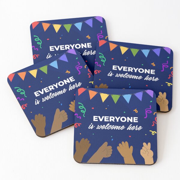 Item preview, Todos son bienvenidos aquí. Celebración de la diversidad, coloridas banderas de fiesta y manos. designed and sold by CHERRY--SHOP.