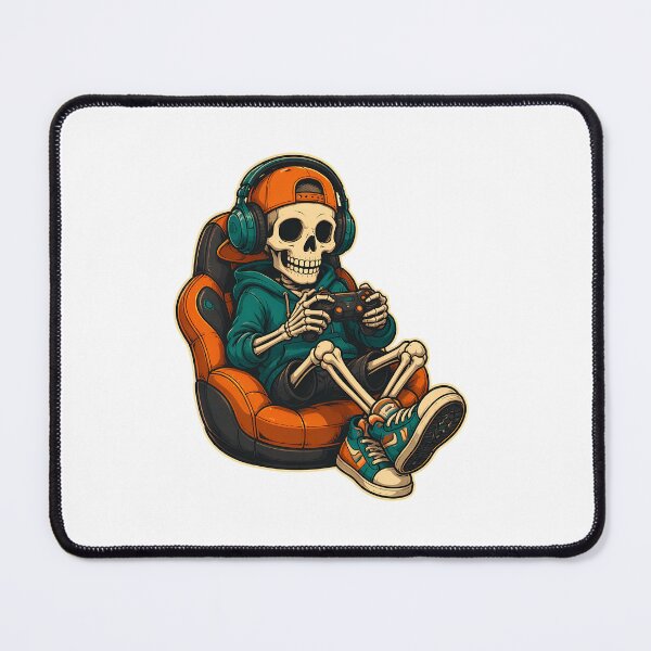 Aperçu de l'œuvre Casque audio squelette pour manette de jeu, casquette orange créée et vendue par OlyvieArt.