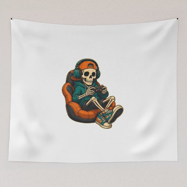 Item preview, Skeleton Gamer Controller Headphones Orange Cap designed and sold by OlyvieArt.