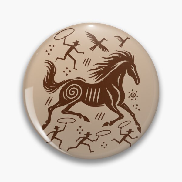 Artikelvorschau, Cowboy-Höhlenkunst-Pferd – Antike Grafik eines Wildpferdes aus dem Westen entworfen und verkauft von JonelCrafts.