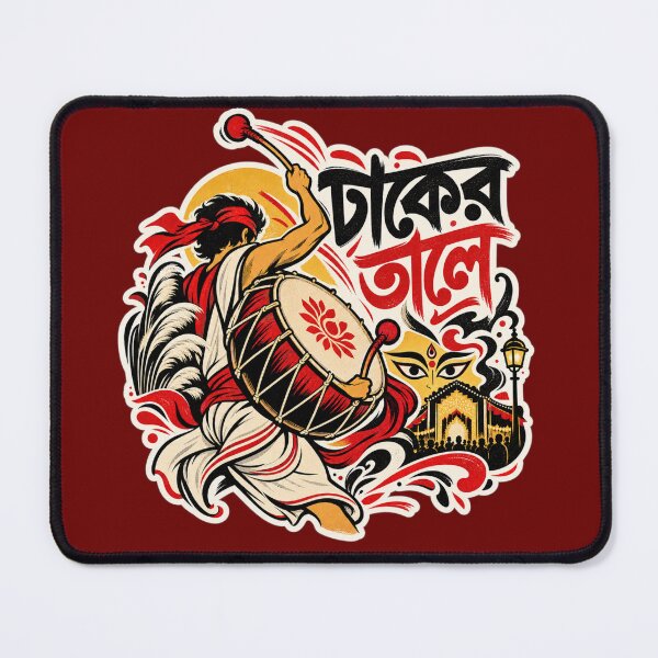 Item preview, Dhaaker Taale Durga Puja Dhaki Bengali Festival Art designed and sold by aneekhait.