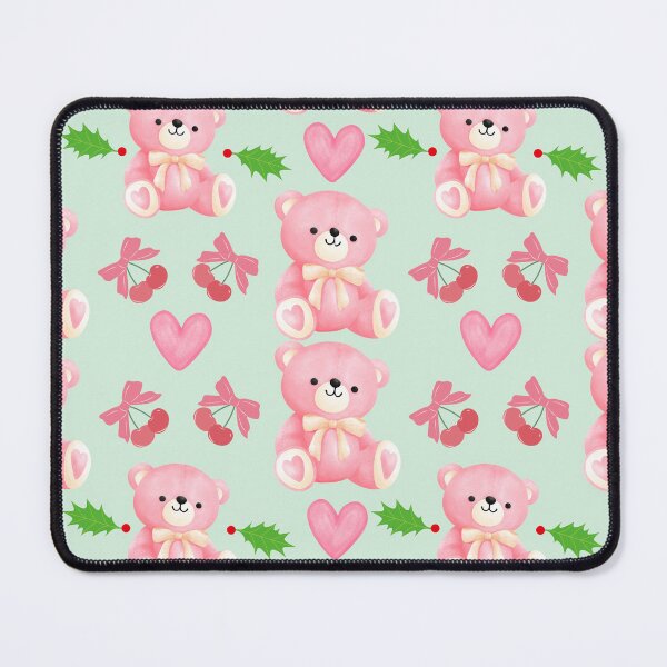 Item preview, Kawaii Coquette Pink Teddy Bear & Cherry Pattern designed and sold by rspsp.