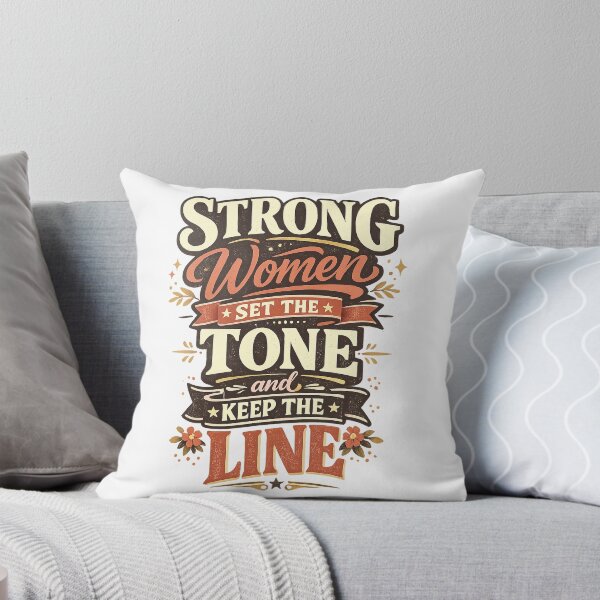 Item preview, Strong Women Set the Tone and Keep the Line Retro Empowerment Quote Art designed and sold by inkoutninja.