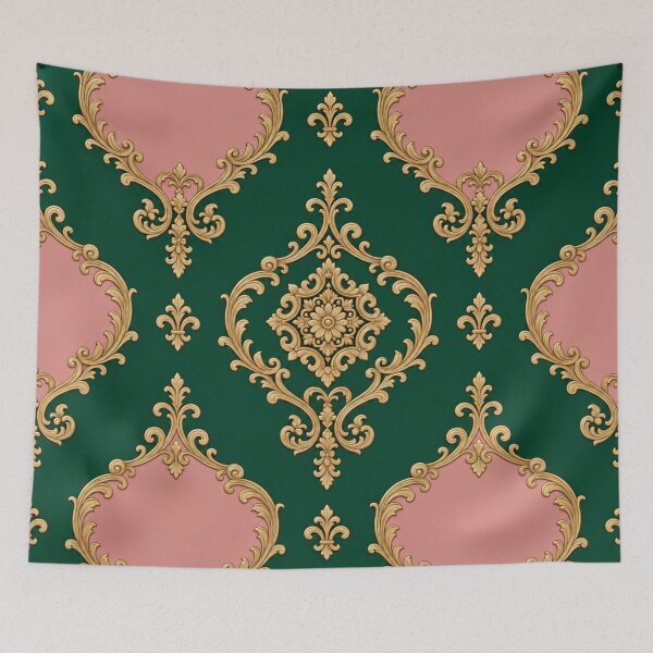 Item preview, Emerald Green & Dusk Pink Gold Baroque designed and sold by DesignsByPrnces.