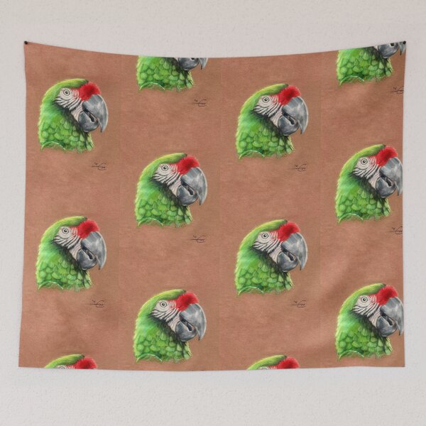 Item preview, Hand Drawn Colored Pencil Great Green Macaw designed and sold by PixelBrujeria.