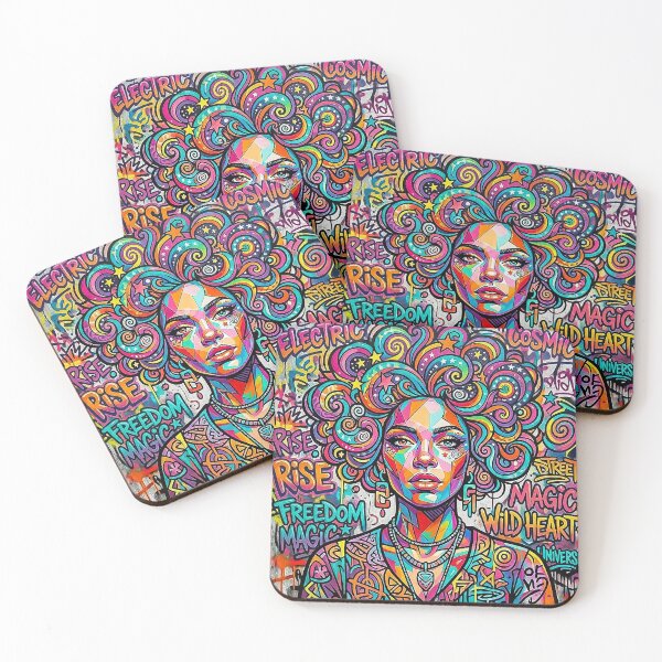 Item preview, Bright Graffiti Girl Portrait - Pop Art Streetwear Design designed and sold by CattlettArt.